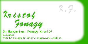 kristof fonagy business card
